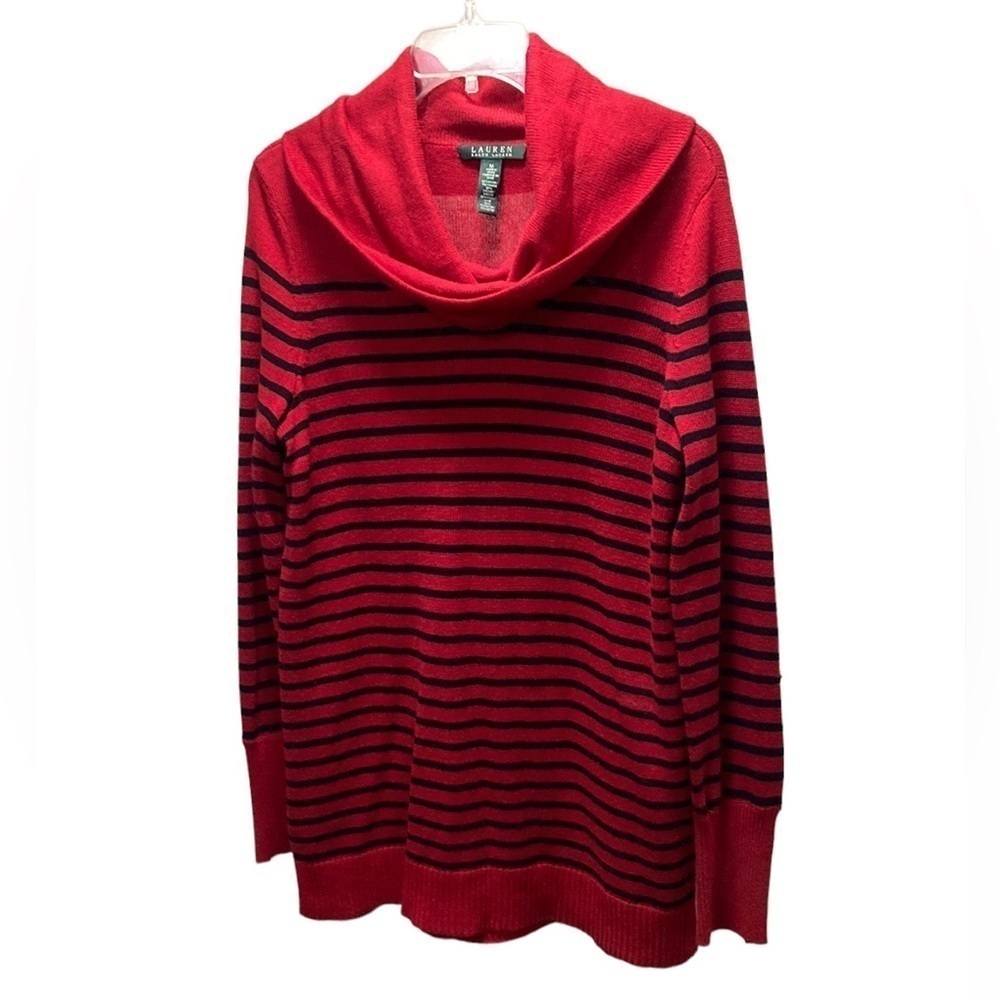 Lauren Ralph Lauren black red turtleneck sweater size M